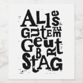 Deutsch "Happy Birthday" Lino Print Weinetikett (Einzelnes Label)