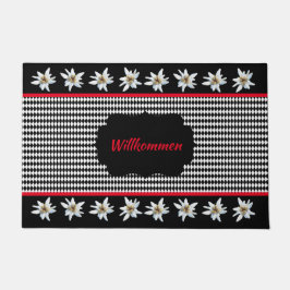 Deutsch Inspiriert Schwarz mit Edelweiss Door gepr Fußmatte