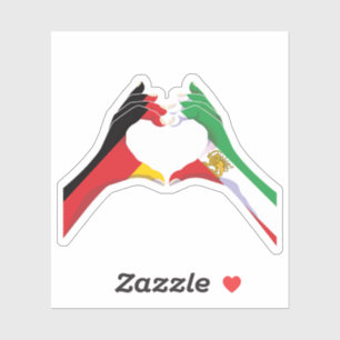 Deutsch-Iranische Einheit Herz mit Löwe und Sonne Aufkleber
