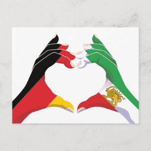 Deutsch-Iranische Einheit Herz mit Löwe und Sonne Postkarte
