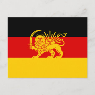 Deutsch-Iranische Löwe-und-Sonne-Erbeflagge Postkarte