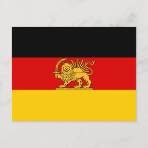 Deutsch-Iranische Löwe-und-Sonne-Erbeflagge Postkarte