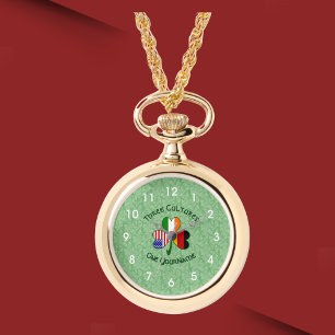 Deutsch Irisch Amerikanisch Kleeblatt Personalisie Armbanduhr