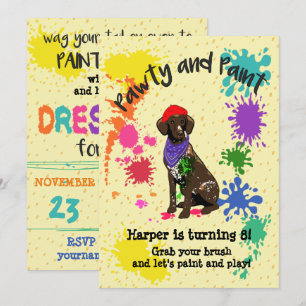 Deutsch Kurz Hair Pointer Art Einladung zum Geburt