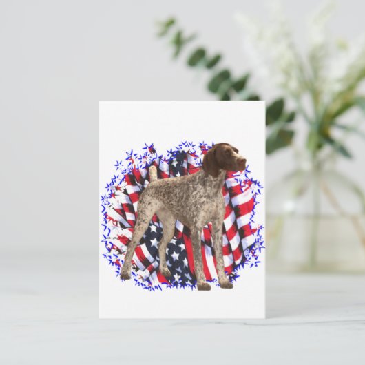 Deutsch Kurzfilmer Pointer Patriot Postkarte (Stehend Vorderseite)