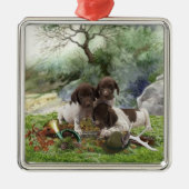 Deutsch Kurzhaarige niedliche Welpen Ornament Aus Metall (Vorne)