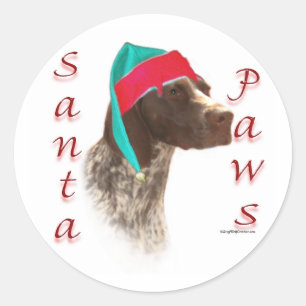 Deutsch Kurzhaarige Pointer Santa Paws Runder Aufkleber