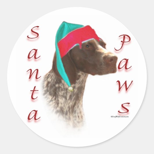 Deutsch Kurzhaarige Pointer Santa Paws Runder Aufkleber (Vorderseite)