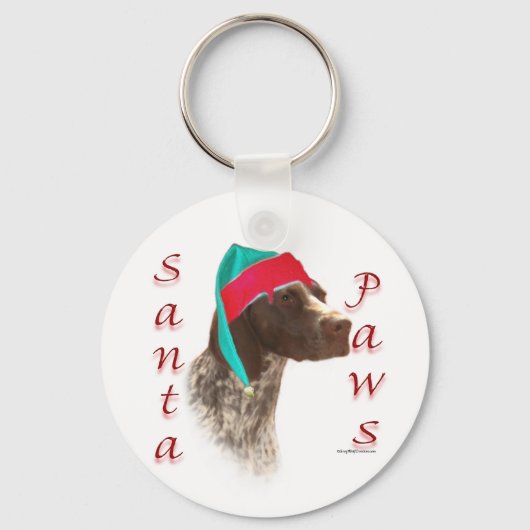 Deutsch Kurzhaarige Pointer Santa Paws Schlüsselanhänger (Vorderseite)