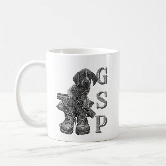 Deutsch Kurzhaarige Pointer-Welpe-Triptych-Leinwan Kaffeetasse (Links)