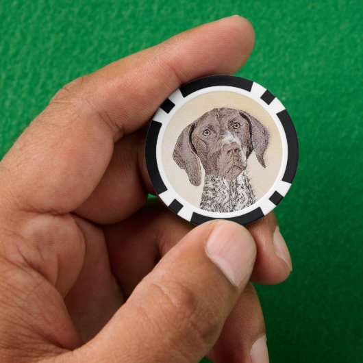Deutsch Kurzzeitermalerei - Hundekunst Pokerchips (Hand)