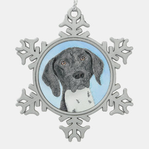 Deutsch Kurzzeitermalerei - Originalkunst Schneeflocken Zinn-Ornament