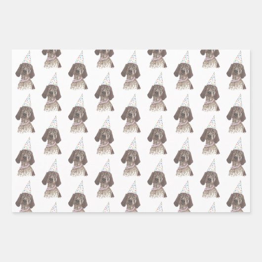 Deutsch Kurzzeitiger APS Hund Wasserfarben Kunst Geschenkpapier Set (Vorderseite 3)