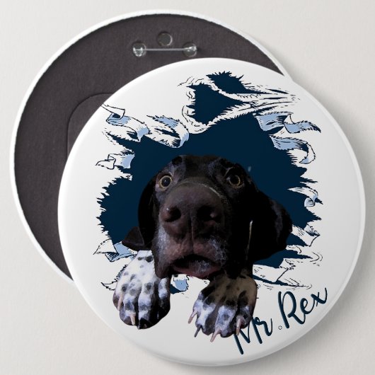 Deutsch Kurzzeitiger Pointer, lustiges Gesicht Button (Vorne & Hinten)