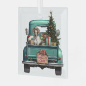 Deutsch Kurzzeitpointer Retro Truck Weihnachten Ornament Aus Glas (Vorderseite links)