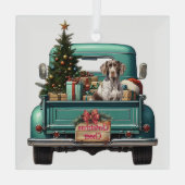 Deutsch Kurzzeitpointer Retro Truck Weihnachten Ornament Aus Glas (Rückseite)