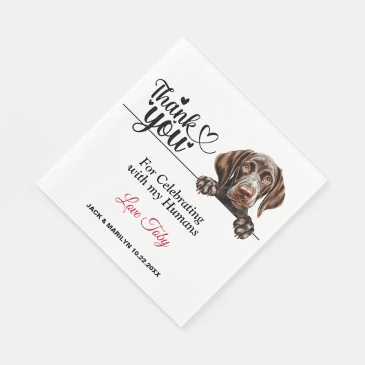 Deutsch Kurzzeitpointer Wedding Vielen Dank Serviette (Ecke)