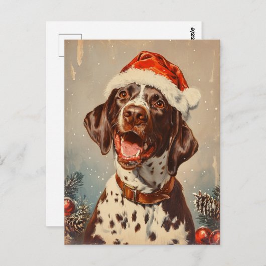 Deutsch Kurzzeitweilig Pointer Weihnachten Postkarte (Vorne/Hinten)