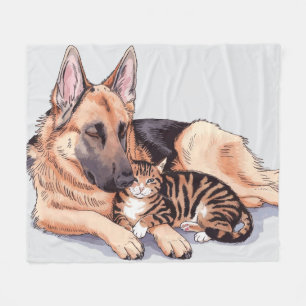 Deutsch Langhaar Hund Katze Flanelldecke Liebe Kus Fleecedecke