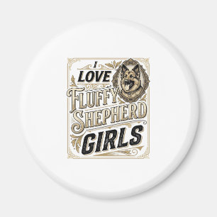 Deutsch Langhaar Mädchen-Shirt Vintage-Hundegravur Magnet