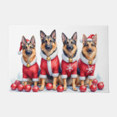 Deutsch Langhaar Weihnachtskleid Santa Hut Fußmatte (Vorderseite)
