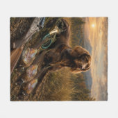 Deutsch Langhaariger Vorstehhund Jagdbegleiter Fleecedecke (Vorderseite (Horizontal))