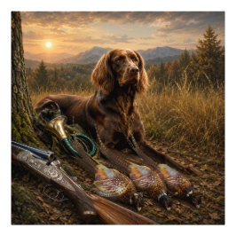 Deutsch Langhaariger Vorstehhund Jagdbegleiter Fotodruck