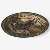 Deutsch Langhaariger Vorstehhund Jagdbegleiter Pappteller (Schrägansicht)
