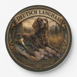 Deutsch Langhaariger Vorstehhund Jagdbegleiter Pappteller