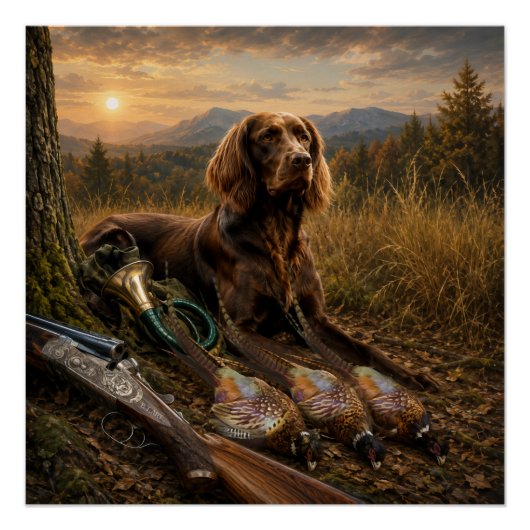 Deutsch Langhaariger Vorstehhund Jagdbegleiter Poster (Vorderseite)