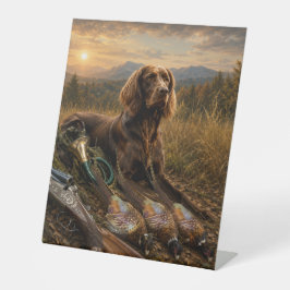 Deutsch Langhaariger Vorstehhund Jagdbegleiter Sockelschild