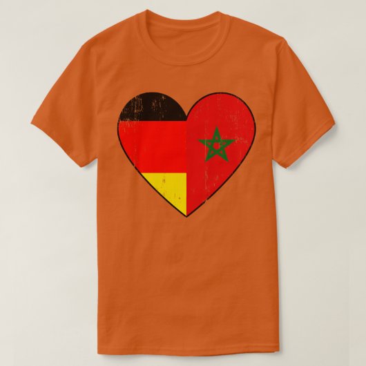 Deutsch-marokkanische Flagge Herz Morroco T-Shirt (Design vorne)