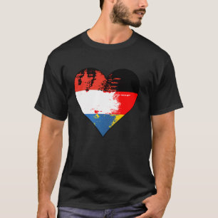 Deutsch-Niederländische Herz-Heritage-Flagge T-Shirt
