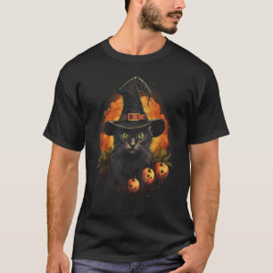 Deutsch Rex Katze Halloween Kostüm Hexenhut Kürbis T-Shirt