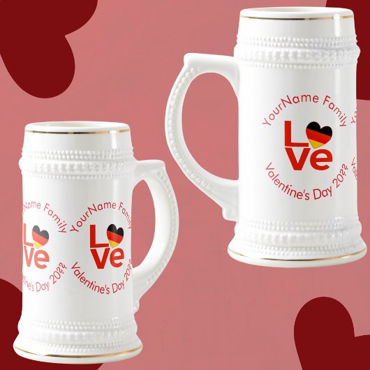 Deutsch - Rote LIEBE - Herbstflagge Bierglas