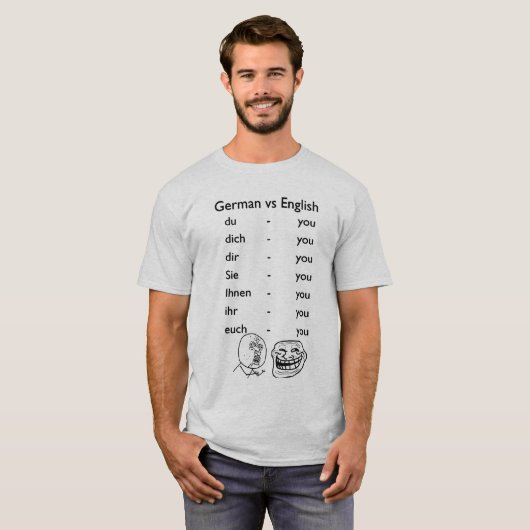Deutsch VS Englisch lustige Neuheit T-Shirt (Vorne ganz)