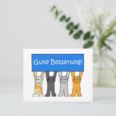 Deutsch wird bald gut Cartoon Katzen. Postkarte (Stehend Vorderseite)