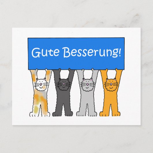 Deutsch wird bald gut Cartoon Katzen. Postkarte (Vorderseite)