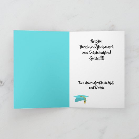 Deutsche Abschluss von Turquoise Grad Hat und Edel Karte (Innenseite)