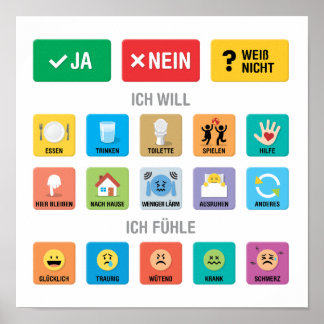 Deutsche Autismus AAC PECS Mitteilung zur Meldung Poster