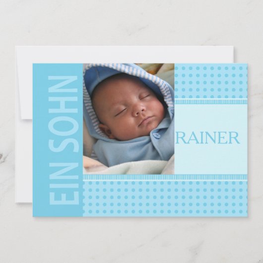 Deutsche Baby Boy Geburtserklärung Ankündigung (Vorderseite)