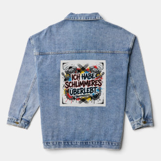 Deutsche Biker-Zitate – farbenfrohe Graffiti Jeansjacke