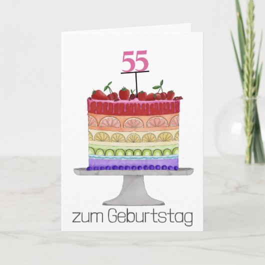 Deutsche Birthday Rainbow Color Pride Cake Karte (Vorderseite)