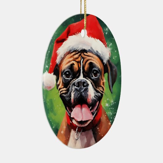 Deutsche Boxer Weihnachtsmalerei Keramik Ornament (Rechts)