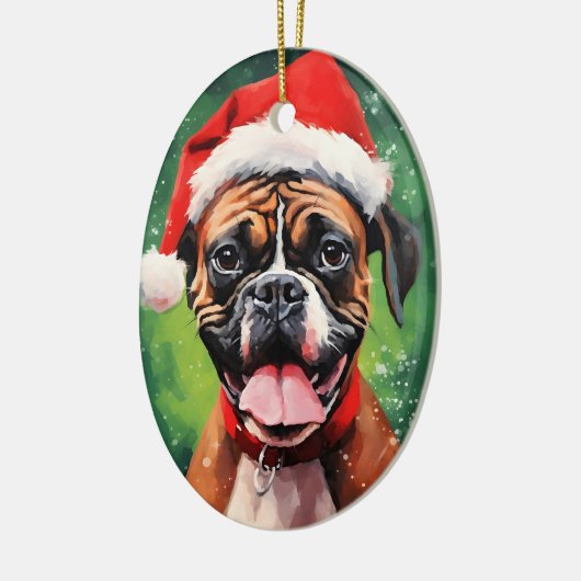 Deutsche Boxer Weihnachtsmalerei Keramik Ornament (Links)