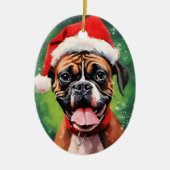Deutsche Boxer Weihnachtsmalerei Keramik Ornament (Vorne)