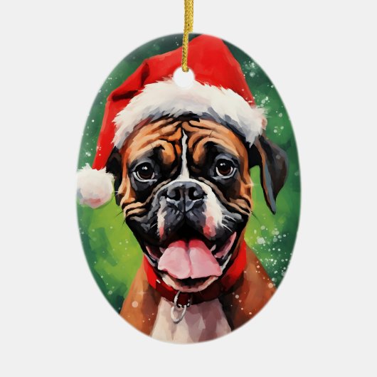 Deutsche Boxer Weihnachtsmalerei Keramik Ornament (Vorne)