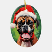 Deutsche Boxer Weihnachtsmalerei Keramik Ornament (Hinten)