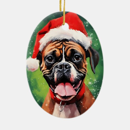 Deutsche Boxer Weihnachtsmalerei Keramik Ornament (Hinten)