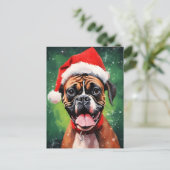 Deutsche Boxer Weihnachtsmalerei Postkarte (Stehend Vorderseite)